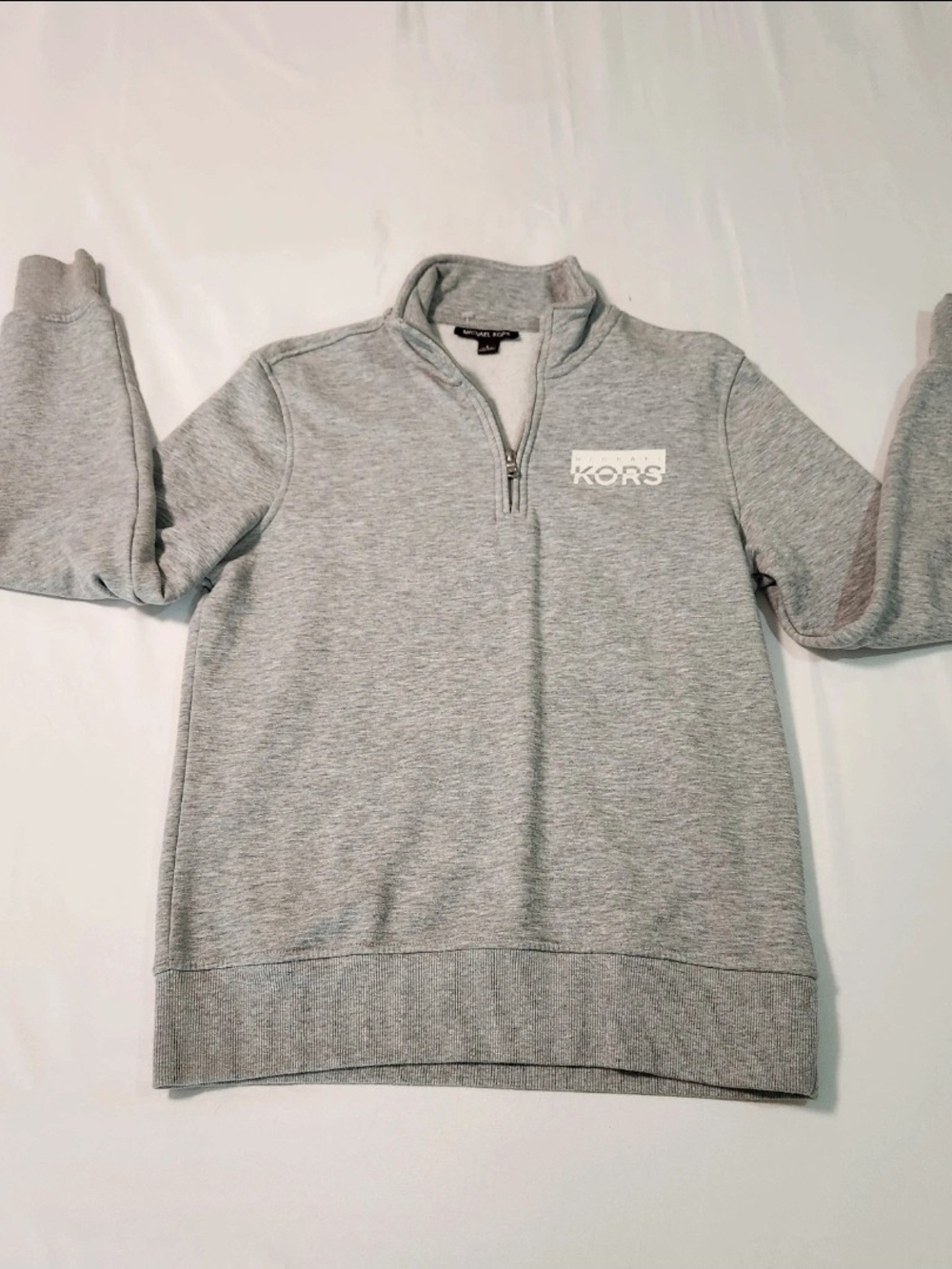 Michael Kors Light Gray Quarter-Zip Pullover Sweatshirt